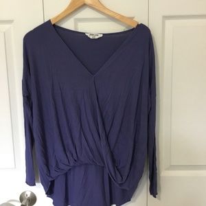 High-low, draped, v-neck top